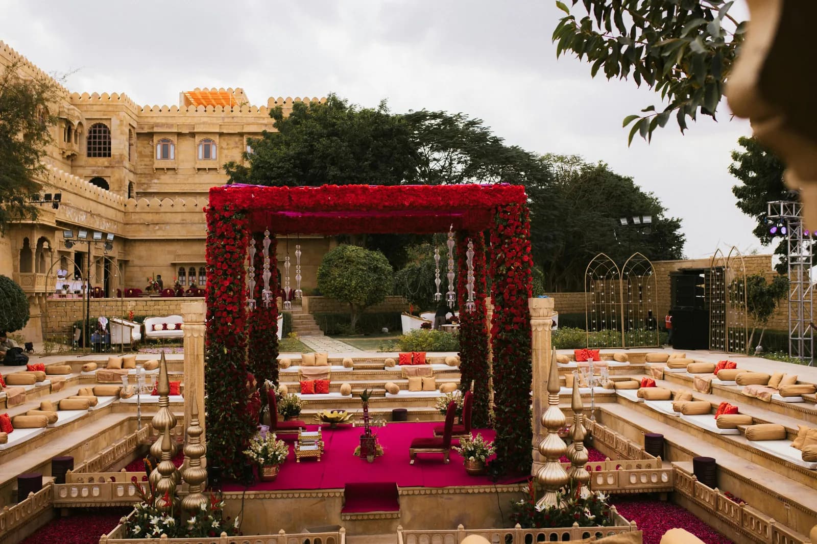 Outdoor lawn venue styled for a ceremony