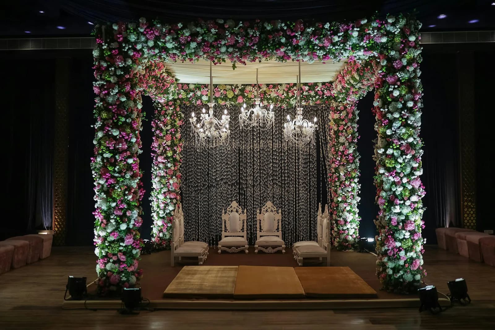 Open lawn venue set for an evening reception